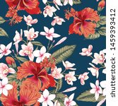 seamless floral pattern red... | Shutterstock .eps vector #1459393412