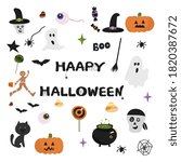 set stickers on happy halloween.... | Shutterstock .eps vector #1820387672