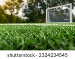 Small photo of Football soccer field corner with white marks