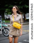Small photo of Milan, Italy - September 19 2019: Estelle Pigault walks outside the Fendi show during Milan Fashion Week SS2020.