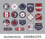 set of emblems on grey jeans... | Shutterstock .eps vector #1404862295