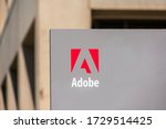 Close Up. Adobe Logo On...
