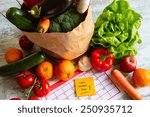 Low calorie diet,  vegetables and fruits 