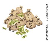 bags of money. packing in... | Shutterstock .eps vector #1025848435