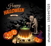 halloween illustration. square... | Shutterstock .eps vector #1501447325