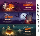 halloween banners with the... | Shutterstock .eps vector #609939755