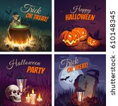 halloween banners with the... | Shutterstock .eps vector #610148345
