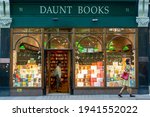 Small photo of London, UK-1.08.18: the Hampstead Daunt Books branch. Daunt Books is a chain of bookshops in London, founded by James Daunt