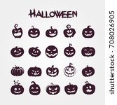 set pumpkins for halloween   | Shutterstock .eps vector #708026905