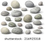 The variety  of rocks isolated  on white.