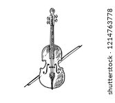 Violin. Sketch. Engraving Style....