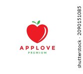 Fresh Fruit Red Love Apple Logo ...
