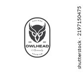Head Owl Vintage Badge Logo...