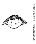 doodle cartoon girl face | Shutterstock .eps vector #1337642078