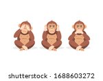 three cartoon monkey sitting... | Shutterstock .eps vector #1688603272