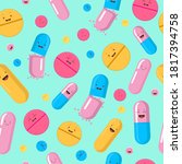funny pills seamless pattern.... | Shutterstock .eps vector #1817394758