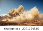 Small photo of Dust storm and fume after detonator blast on the mining site in the China