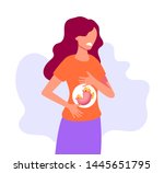 woman character holding abdomen ... | Shutterstock .eps vector #1445651795
