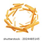 french fries levitate on a... | Shutterstock . vector #2024485145