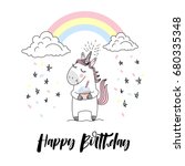 Happy Birthday Card With Cute...