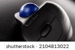 Small photo of Wireless Trackball Computer mouse on a black background