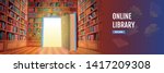 library book shelves cartoon... | Shutterstock .eps vector #1417209308