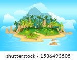 cartoon tropical island with... | Shutterstock .eps vector #1536493505