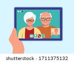 concept of video calls. a man... | Shutterstock .eps vector #1711375132
