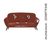 broken  dirty red old sofa with ... | Shutterstock .eps vector #2038979348