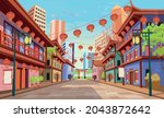 panorama chinese street with... | Shutterstock .eps vector #2043872642