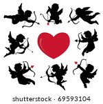 Set Of Cute Cupid Silhouettes