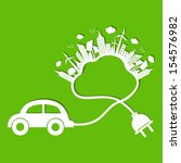 ecology concept with eco car... | Shutterstock .eps vector #154576982