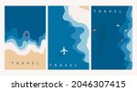 aerial view of ocean waves... | Shutterstock .eps vector #2046307415