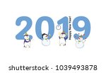 hand drawn new year 2019... | Shutterstock .eps vector #1039493878