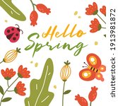 hello spring decorative floral... | Shutterstock .eps vector #1913981872
