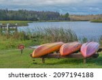 Small photo of Kayaks at the boat launch on Mac Lake, Colt Creek State Park, Lakeland, Polk County, Florida