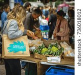 Small photo of London, UK - October 2017. People at Brockley Market, a local farmer's market held every Saturday in Lewisham.