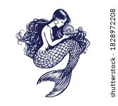 beautiful young mermaid with... | Shutterstock .eps vector #1828972208