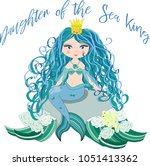 a beautiful little mermaid is... | Shutterstock .eps vector #1051413362