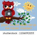 beautiful owl tourist sits on a ... | Shutterstock .eps vector #1106092055