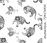 seamless pattern of hand drawn... | Shutterstock .eps vector #729174955