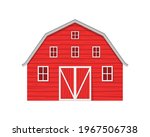 Red Wooden Barn Isolated On...