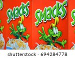 Small photo of MADRID, SPAIN - AUGUST 9, 2017: Box of cereals of the brand Smacks of inflated wheat covered with honey
