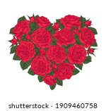 heart shaped bouquet of roses.... | Shutterstock .eps vector #1909460758