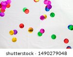 colored  shiny confetti on a... | Shutterstock . vector #1490279048