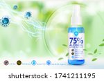 Hand sanitizer spray 75% alcohol components, kill up to 99.99% of covid-19 viruses, bacteria and germs, packed in clear plastic bottles used to spray parts of the body Corona virus protection.
