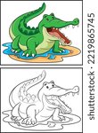 Coloring Book Cute Crocodile....