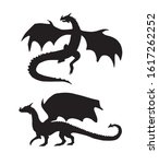 Vector Set Of Two Black Dragons ...