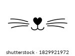 Vector Flat Cat Nose Isolated...