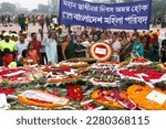 Small photo of Dhaka, Bangladesh - March 26, 2023: People from all walks of life paid their respects to the freedom fighters at the National Martyrs' Memorial on the 52nd anniversary of Bangladesh’s independence.